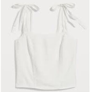 NWT OLD NAVY Fitted Linen-Blend Tie-Shoulder Cropped Corset Cami Top